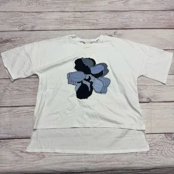 Ted Baker Floriyn Magnolia Tee Appliqué High Low Shirt White Size 2 = Small NEW - Picture 3 of 10